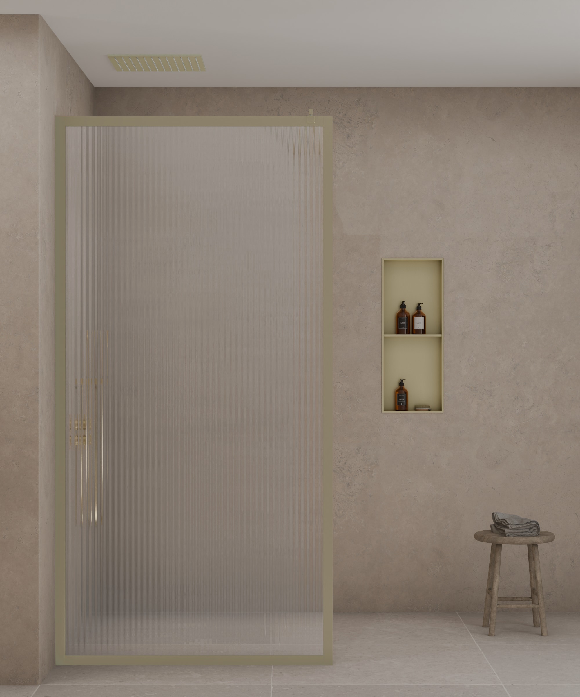 Niche de salle de bain inox 2 compartiments - Doré brossé