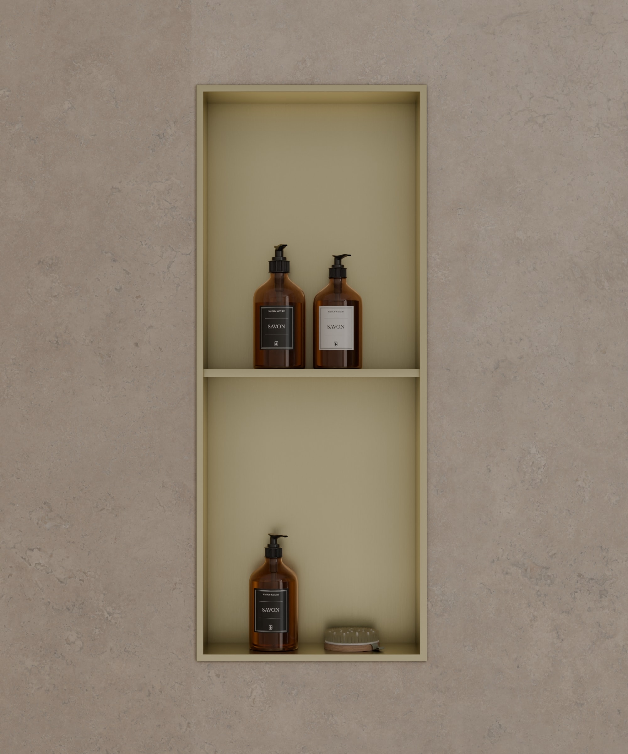 Niche de salle de bain inox 2 compartiments - Doré brossé