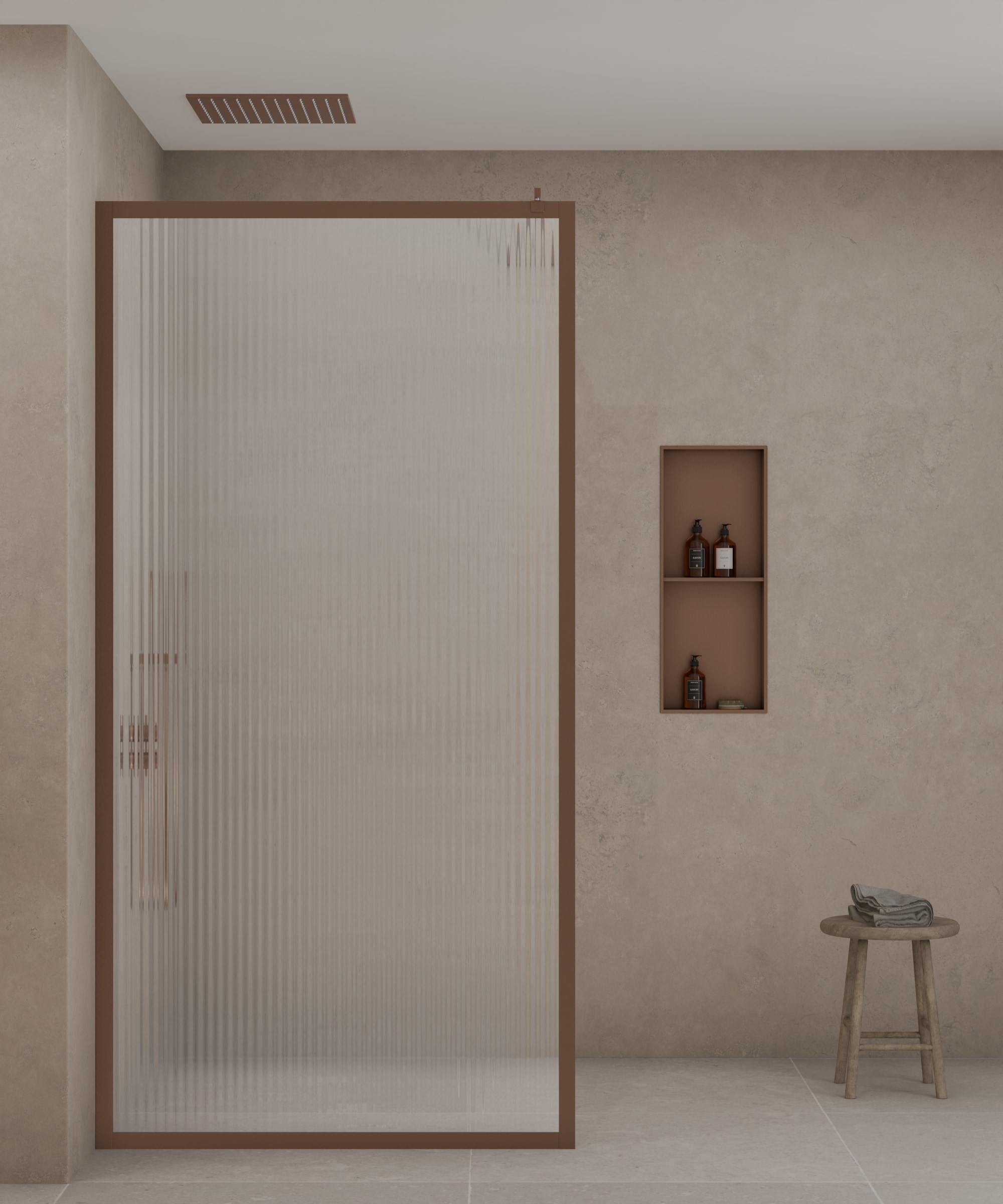 Niche de salle de bain inox 2 compartiments - Or rose brossé