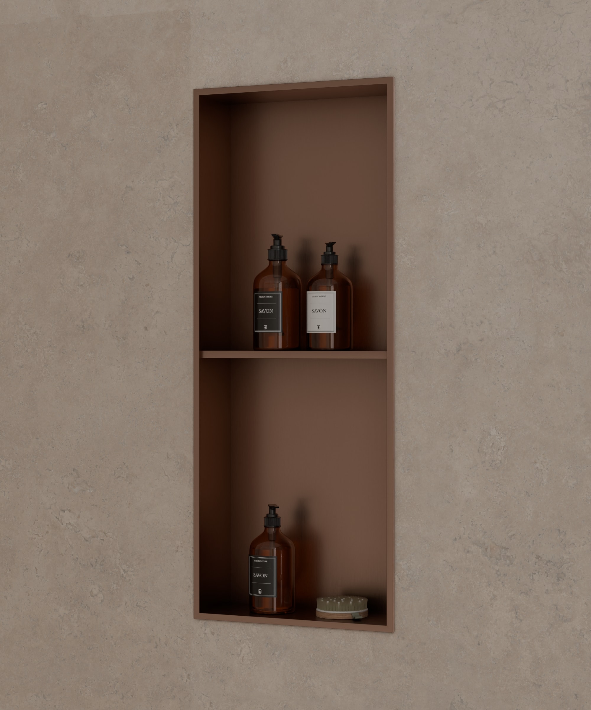 Niche de salle de bain inox 2 compartiments - Or rose brossé