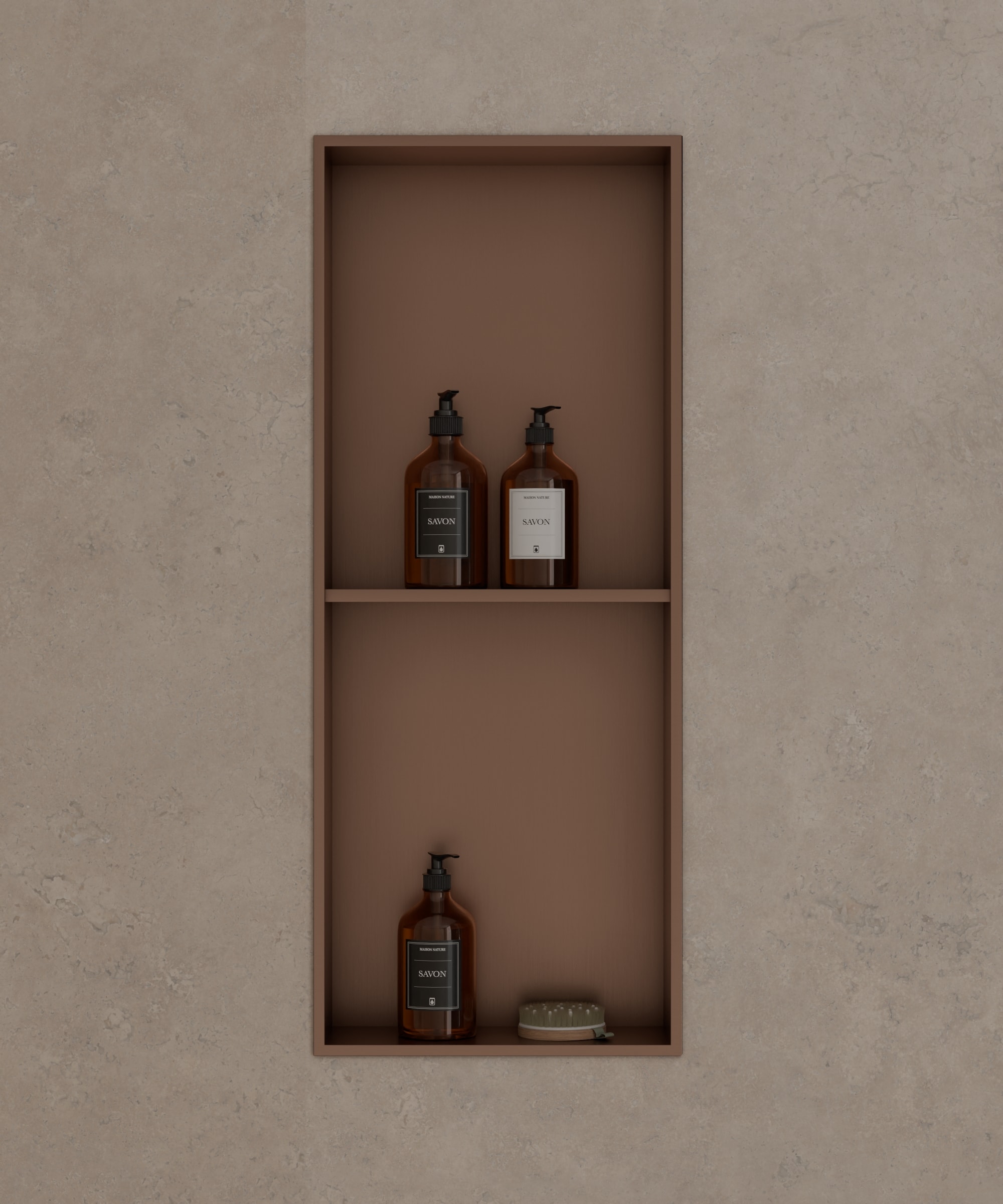 Niche de salle de bain inox 2 compartiments - Or rose brossé