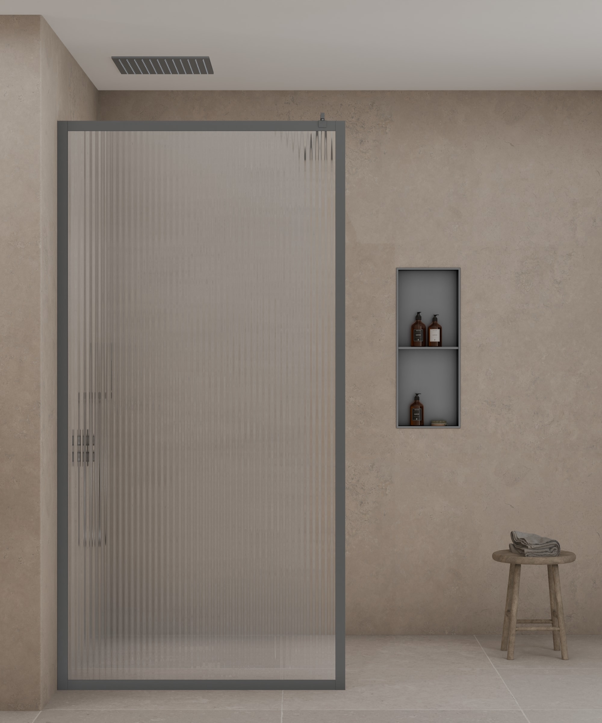 Niche de salle de bain inox 2 compartiments - Gun métal
