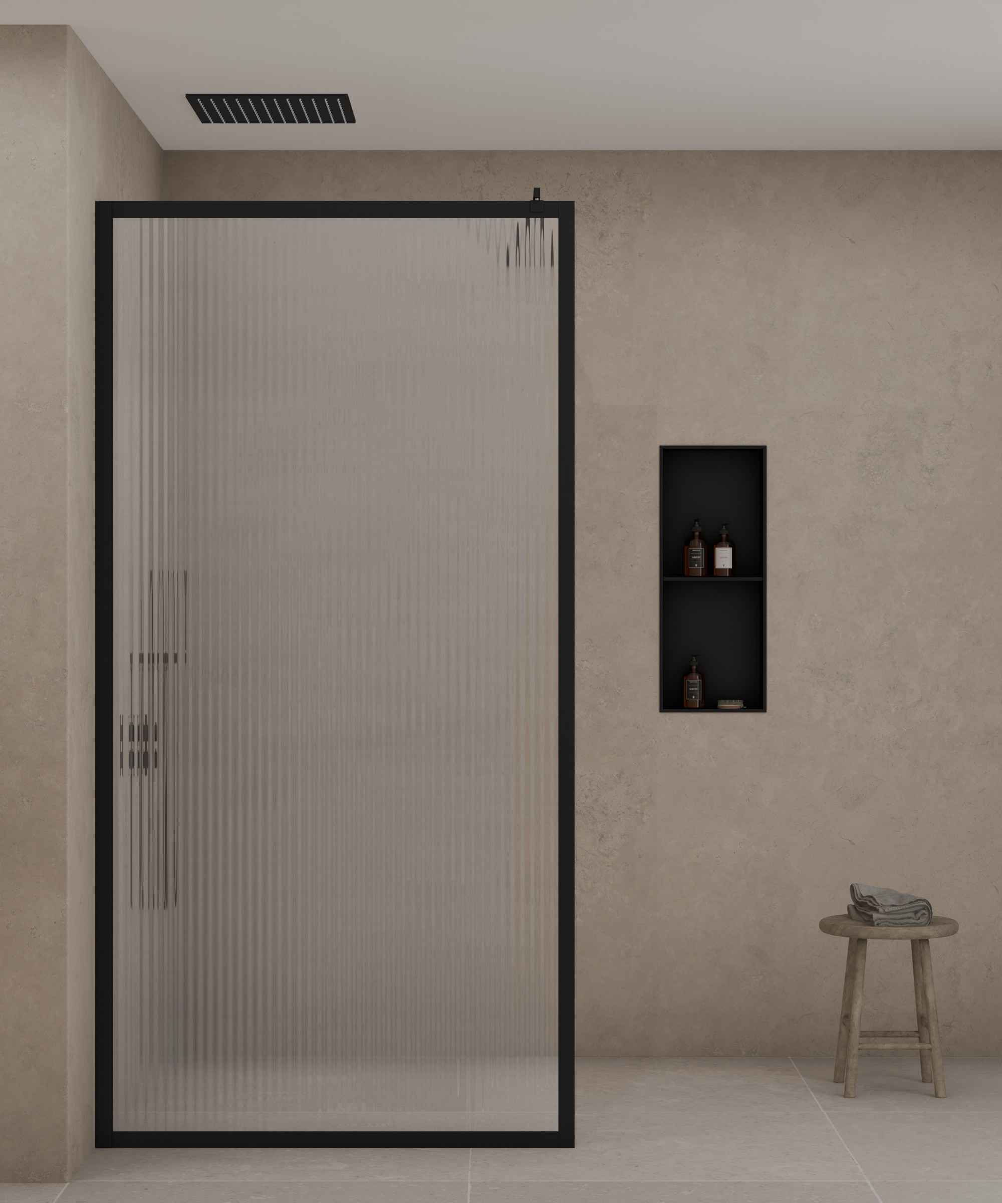 Niche de salle de bain inox 2 compartiments - Noir