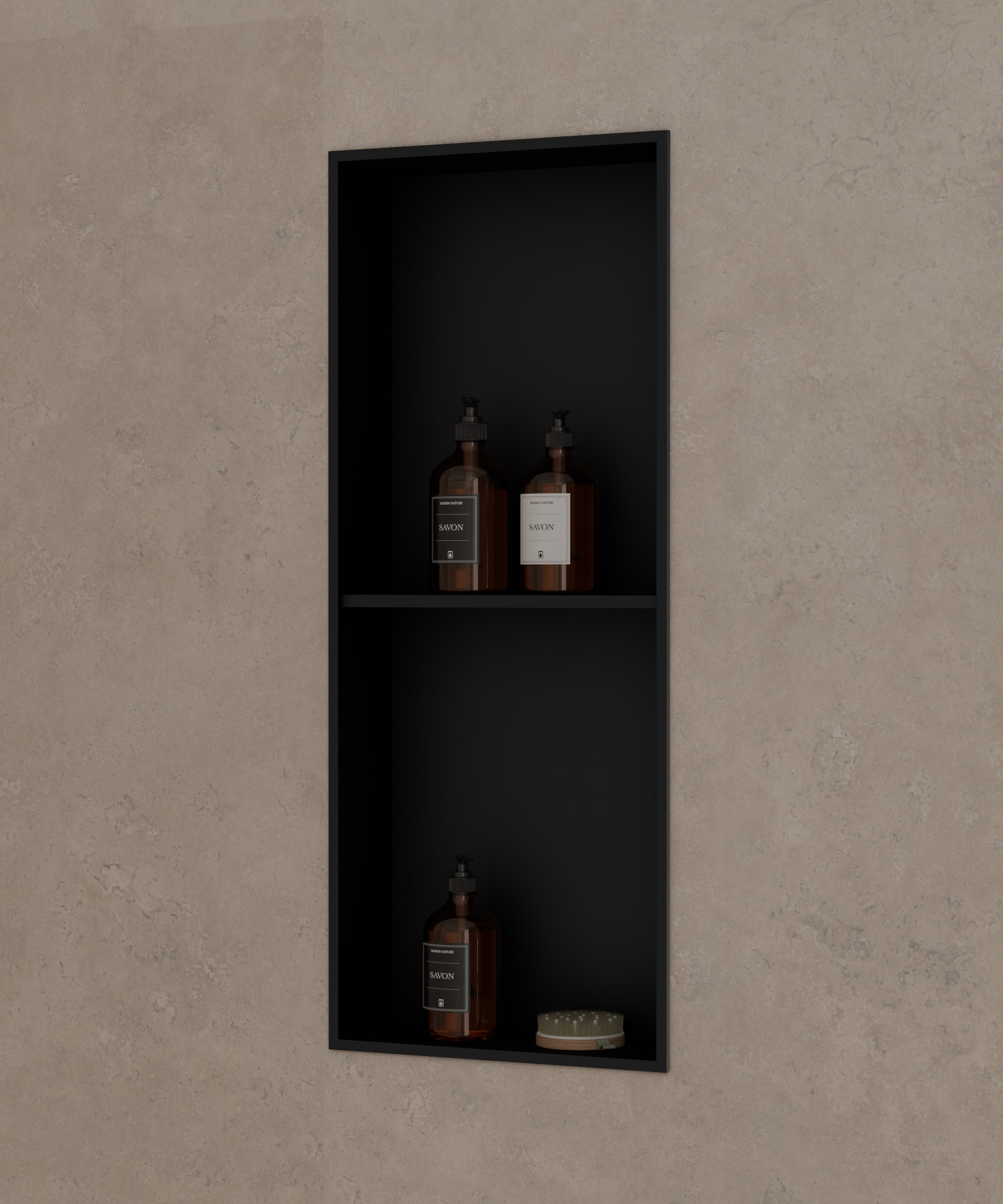 Niche de salle de bain inox 2 compartiments - Noir