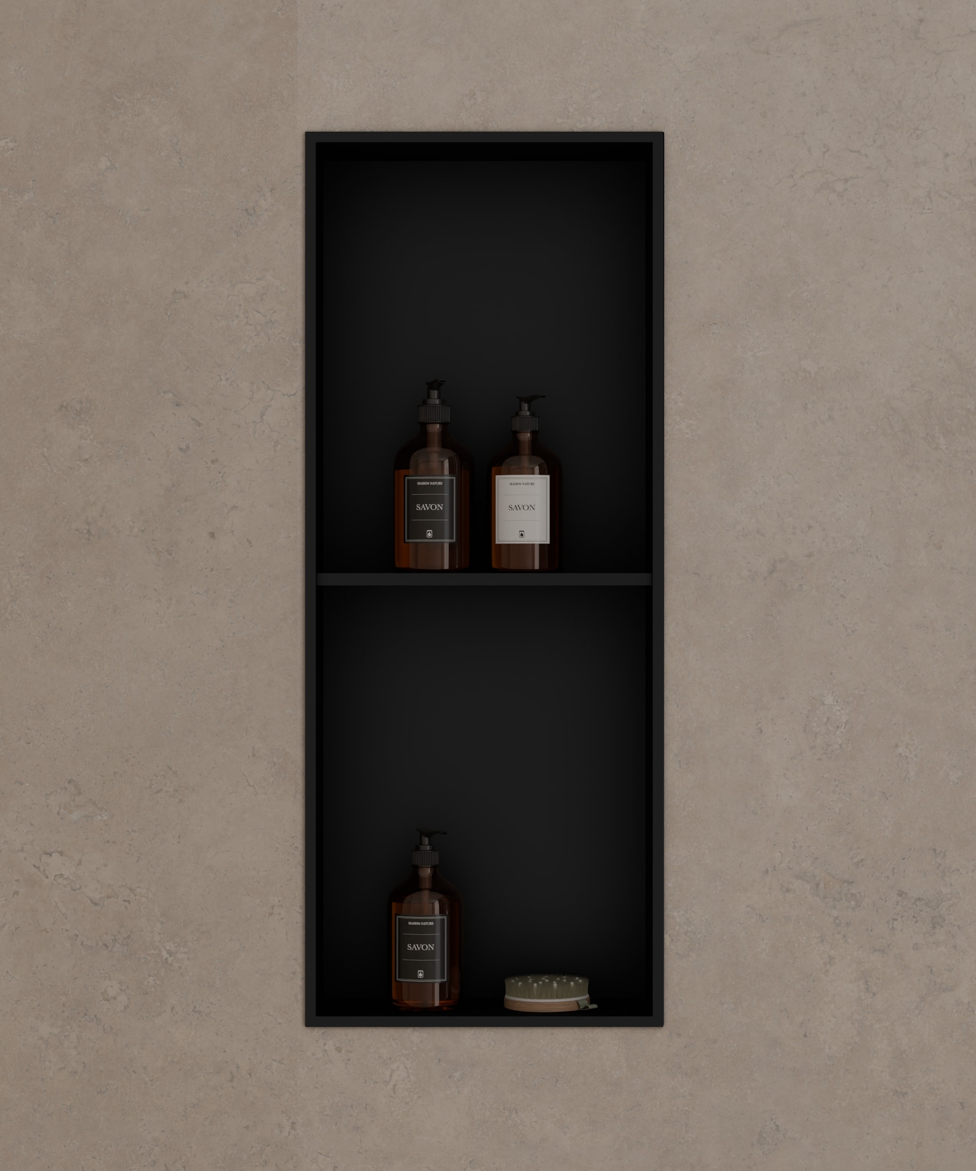 Niche de salle de bain inox 2 compartiments - Noir