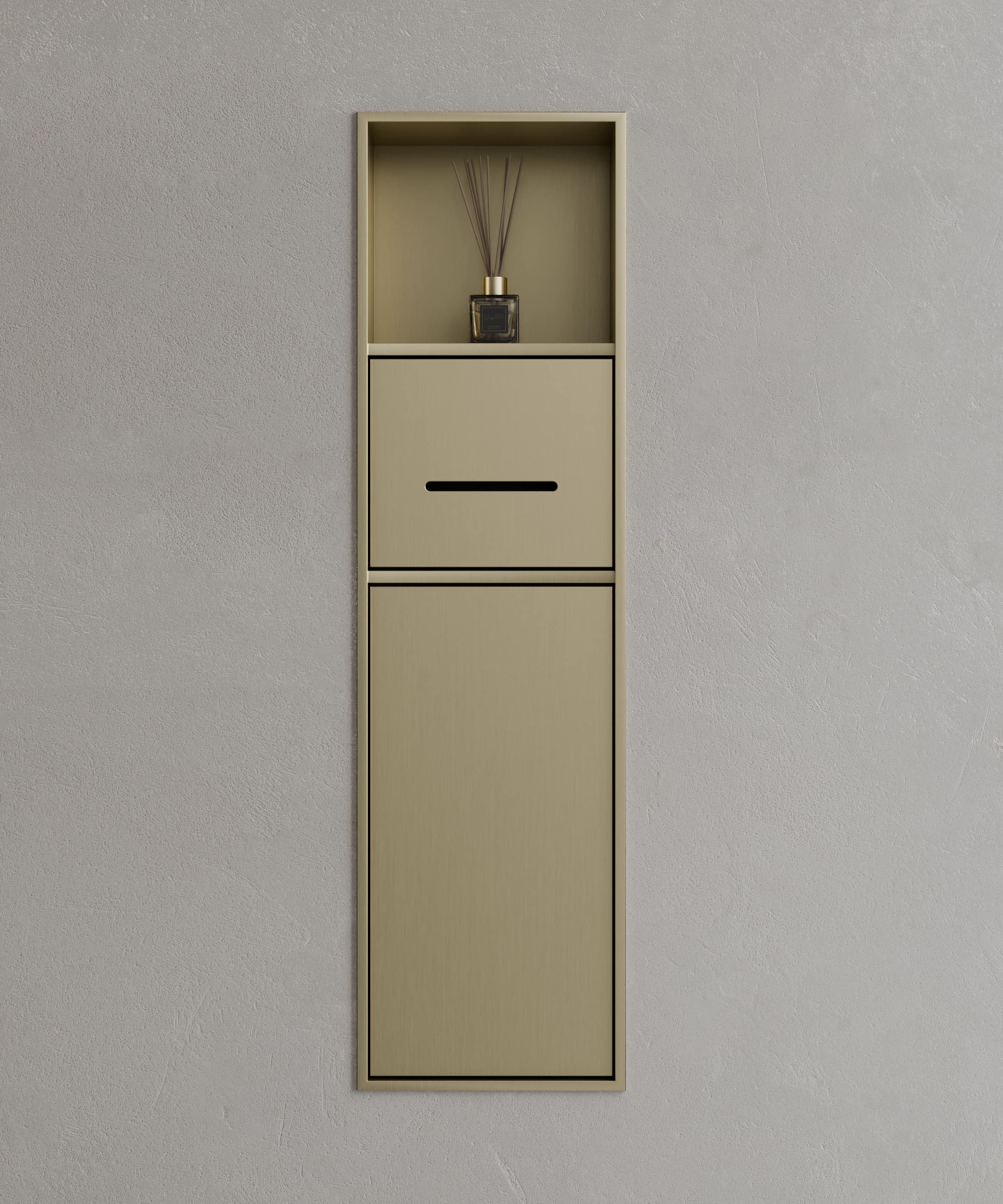 Niche toilette encastrable avec compartiments - Doré brossé