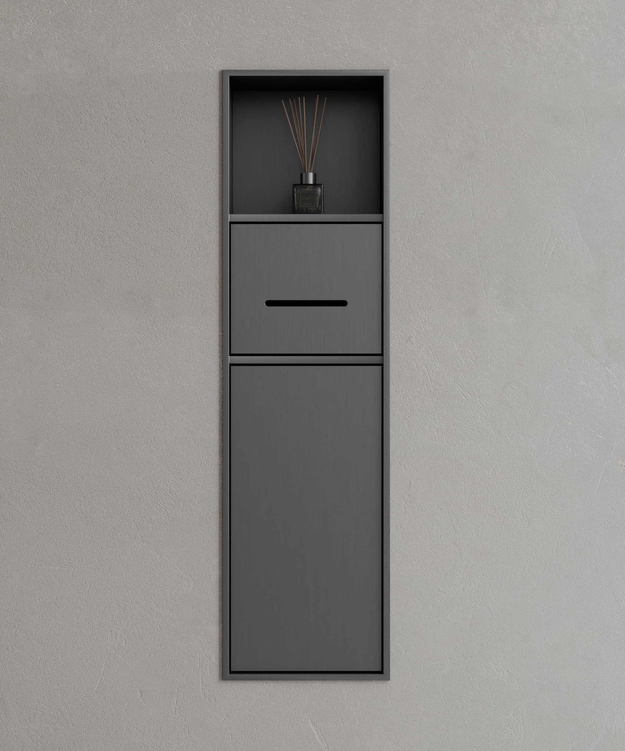 Niche de toilette à encastrer avec compartiments - Gun métal