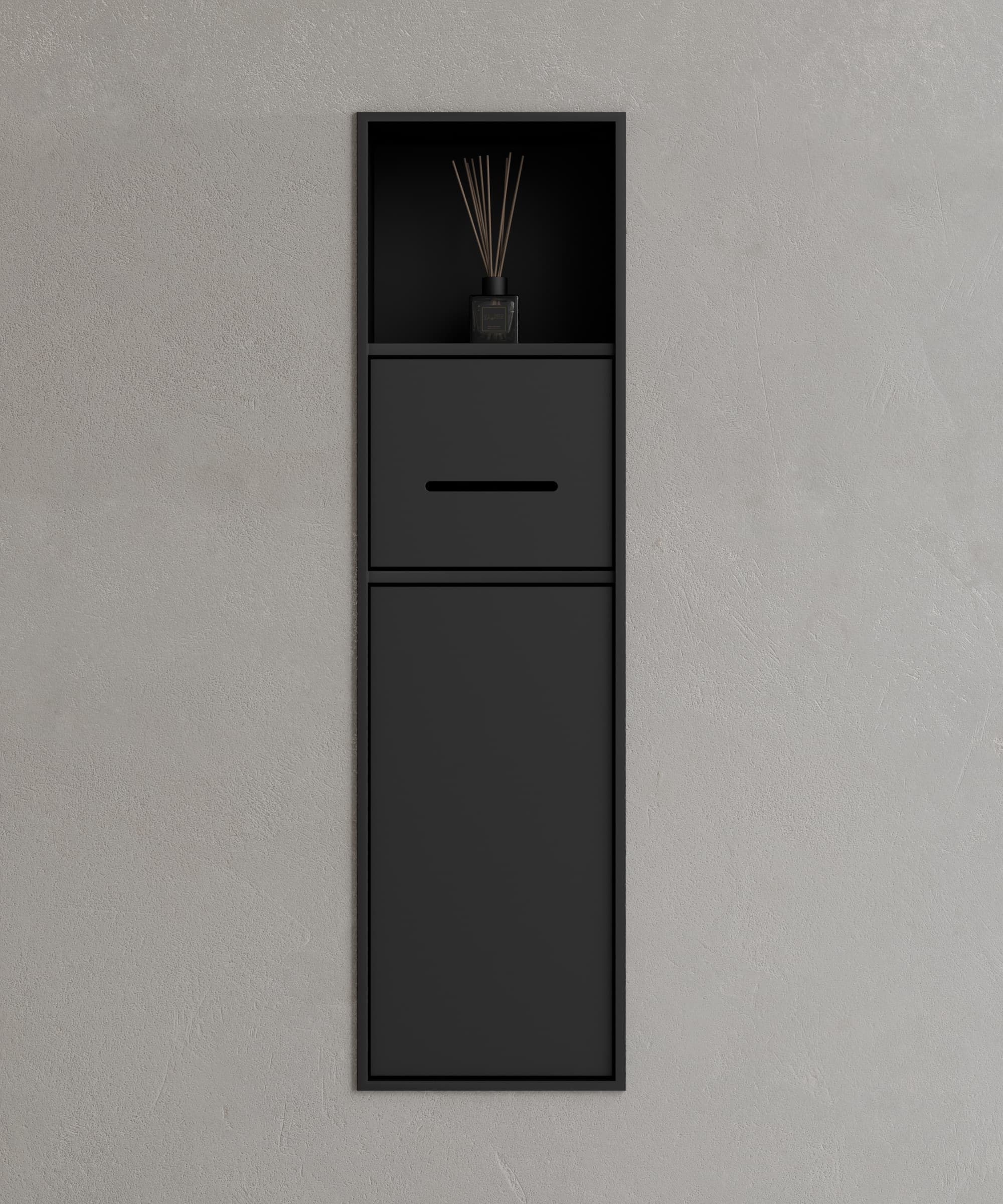 Niche de toilette à encastrer avec compartiments - Noir